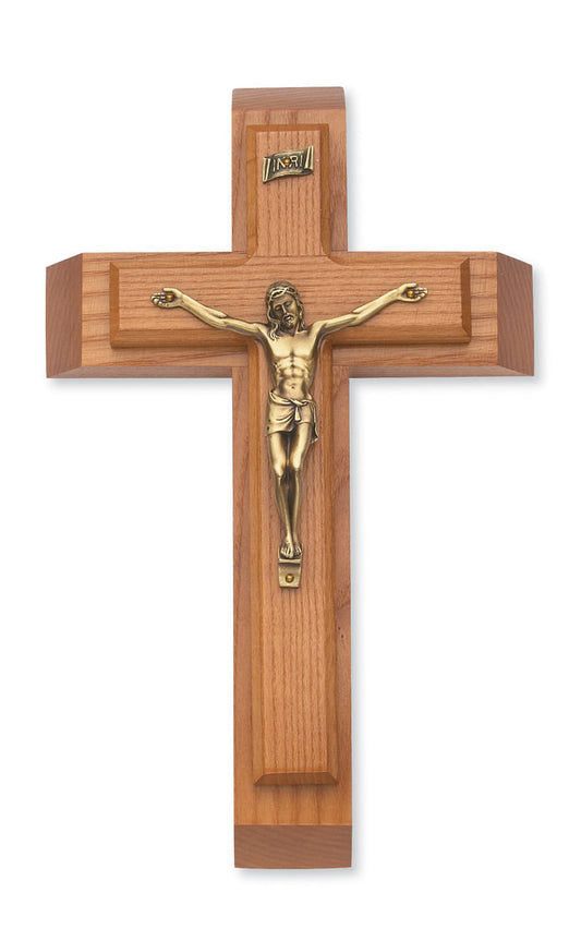 Sick Call Crucifix - 12 in. Walnut Stain Sick Call Set Boxed
