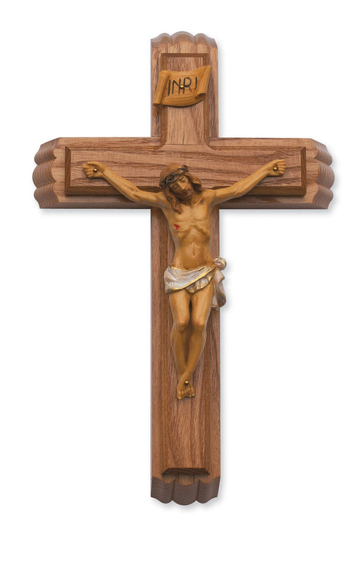Sick Call Crucifix - 13 in. Walnut Stain Sick Call Set Boxed