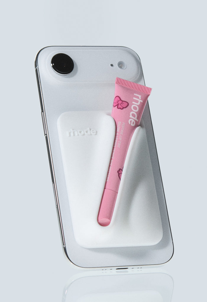 white snap on lip case with scented peptide lip tint ribbon