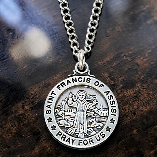 St. Francis of Assisi Sterling Silver Medal Necklace 20" | McVan