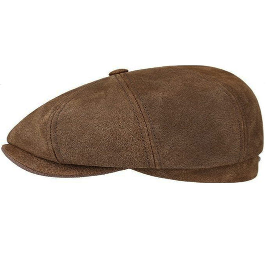 Stetson Hats Hatteras Burney Leather Newsboy Cap - Tan