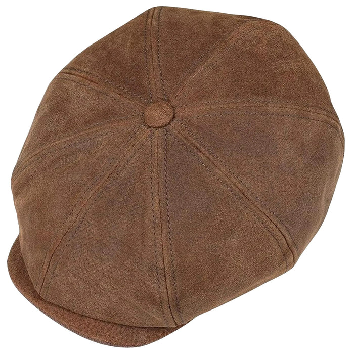 Stetson Hats Hatteras Burney Leather Newsboy Cap - Tan