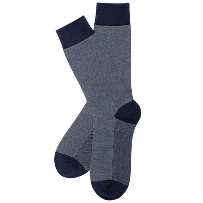Stuarts London Brian Oak Birds Eye Patterned Socks - Navy