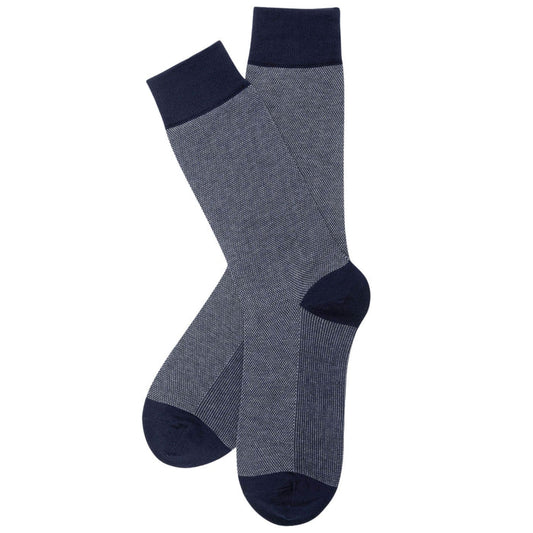 Stuarts London Brian Oak Birds Eye Patterned Socks - Navy