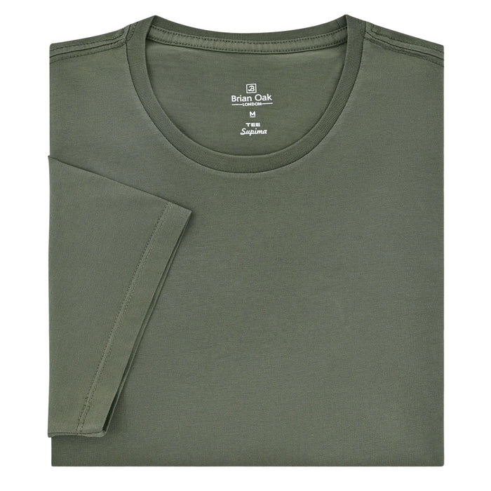 Stuarts London Brian Oak Pure Supima Cotton T-Shirt - Olive