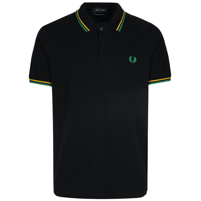 Stuarts x Fred Perry M12 Twin Tipped Polo - Black/Yellow/Green