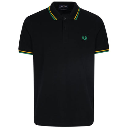 Stuarts x Fred Perry M12 Twin Tipped Polo - Black/Yellow/Green