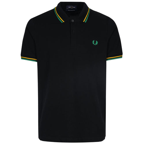 Stuarts x Fred Perry M12 Twin Tipped Polo - Black/Yellow/Green
