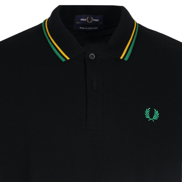 Stuarts x Fred Perry M12 Twin Tipped Polo - Black/Yellow/Green