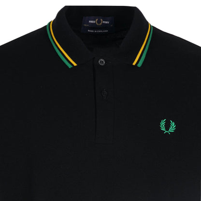 Stuarts x Fred Perry M12 Twin Tipped Polo - Black/Yellow/Green