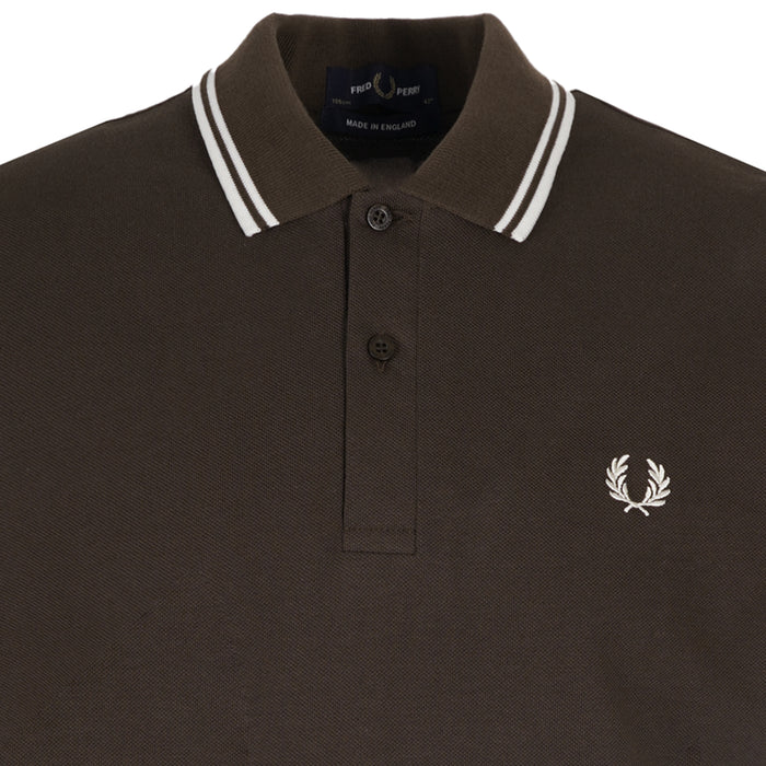Stuarts x Fred Perry M12 Twin Tipped Polo - Dark Brown/Buttercream