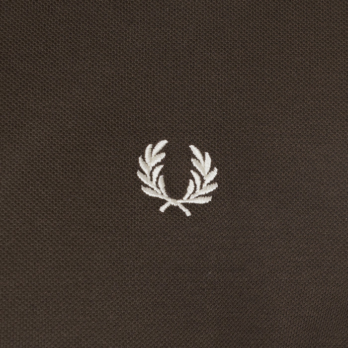 Stuarts x Fred Perry M12 Twin Tipped Polo - Dark Brown/Buttercream