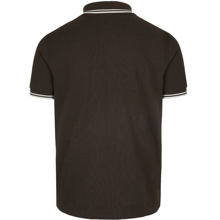 Stuarts x Fred Perry M12 Twin Tipped Polo - Dark Brown/Buttercream