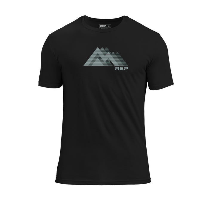 The REP Fitness Summit Tri-Blend Crew T-Shirt in Heather Black/Green front