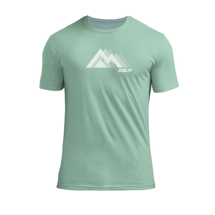 The REP Fitness Summit Tri-Blend Crew T-Shirt in Heather Sage/White front