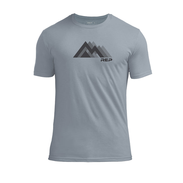 The REP Fitness Summit Tri-Blend Crew T-Shirt in Heather Flint/Black front