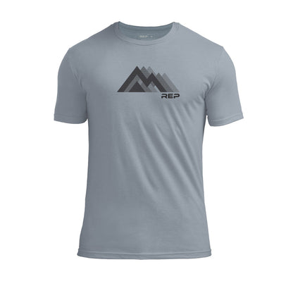 The REP Fitness Summit Tri-Blend Crew T-Shirt in Heather Flint/Black front