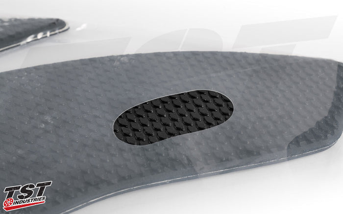 Snake Skin material provides ample grip without damaging leather, jeans, or other riding pants.