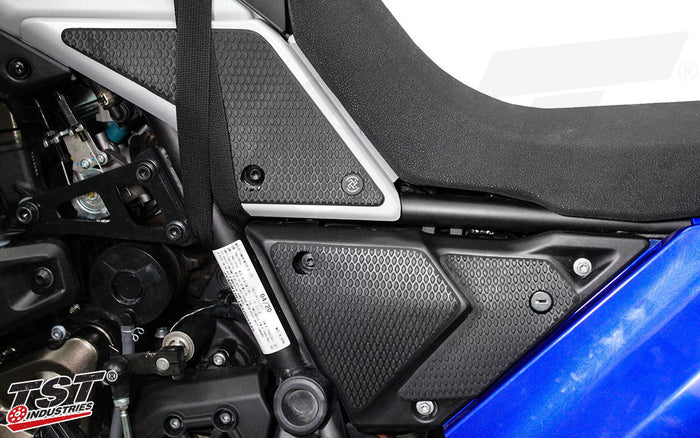 Improve the grip you have with your Tenere 700 by adding more contact patches with TechSpec Gripster Tank Grips.