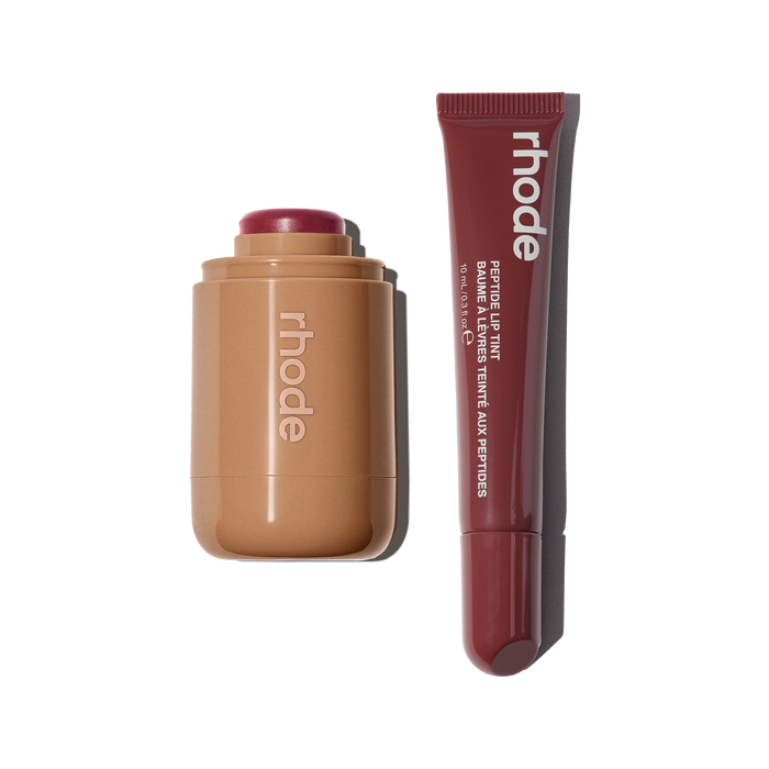 pocket blush in date cake, peptide lip tint in pbj