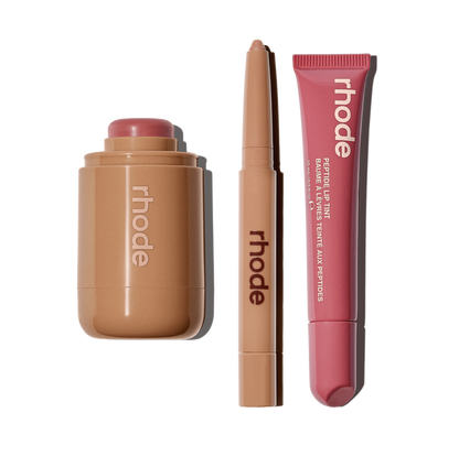 pocket blush tan line, pocket blush twist, peptide lip tint salty tan