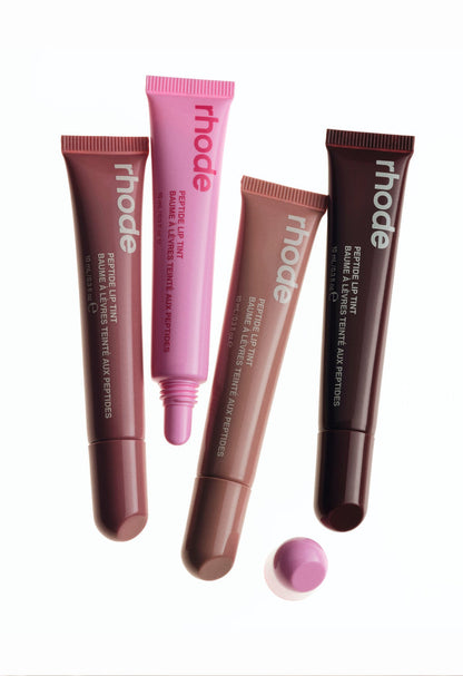 peptide lip tint salty tan, jelly bean, toast, espresso