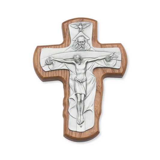 Trinity Crucifix - 5 1/2" Walnut Stained Crucifix, Boxed
