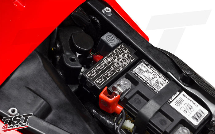 Relay installed on the 2007-2012 Honda CBR600RR.
