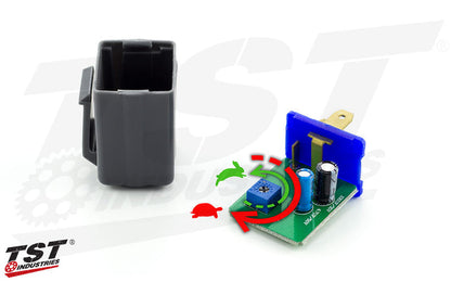 Features an adjustable flash rate by using the philips head adjuster dial within the enclosure.