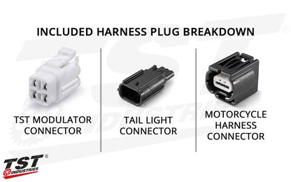 Detailed view of the included harness plugs.