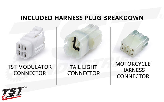 Plug breakdown of the included Yamaha Raider wire harness.