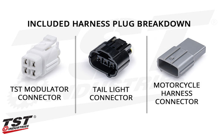 Plug breakdown of the included Yamaha R1 / R9 / R7 / R6 wire harness.