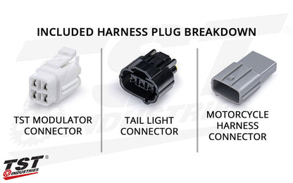 Plug breakdown of the included Yamaha R1 / R9 / R7 / R6 wire harness.