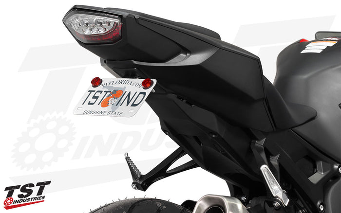 Ditch the oversized stock rear fender and gain a sleek, race-inspired look. (Standard plate bracket shown)