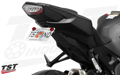 Ditch the oversized stock rear fender and gain a sleek, race-inspired look. (Standard plate bracket shown)