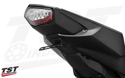 The TST Standard license plate bracket is made from powder-coated laser cut steel. (Standard plate bracket shown)