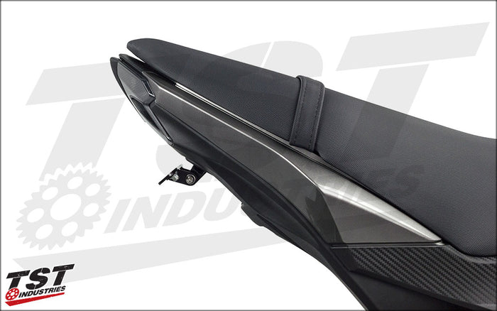 Sleek side profile provides a clean, race-bike look.
