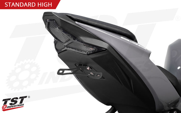 Includes a fixed angle bracket manufactured from laser cut stainless steel with a stealthy black powder coat finish.