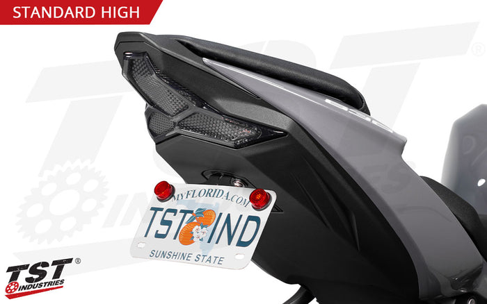Ditch the unnecessary bulk of the stock fender while keeping your plate in a position similar to stock.