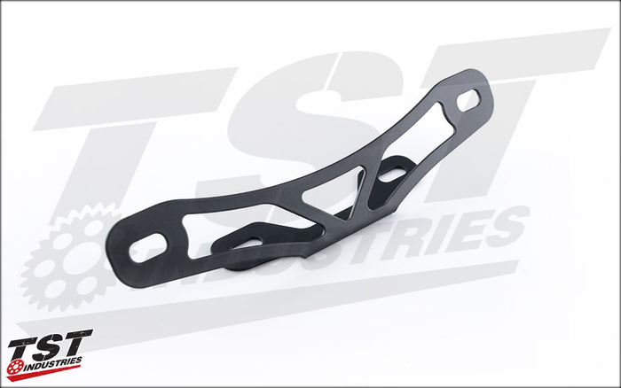 Laser cut steel construction with a black powder coat finish.