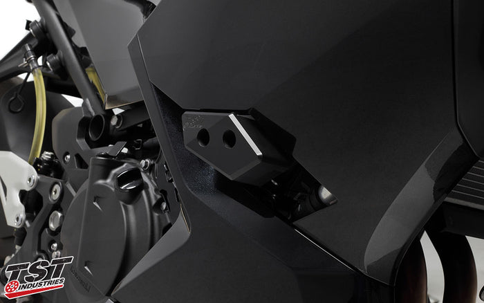 TST Frame Slider Crash Protection for the 2018+ Kawasaki Ninja 400.