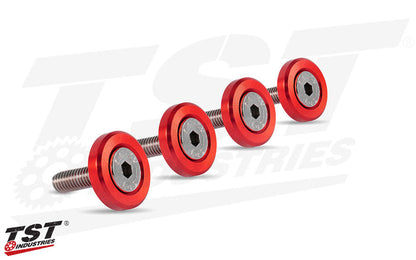 Includes 4 anodized washers and 4 countersunk stainless steel bolts.