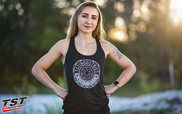 TST Industries Emblem Women's Tank Top, shown in Black.