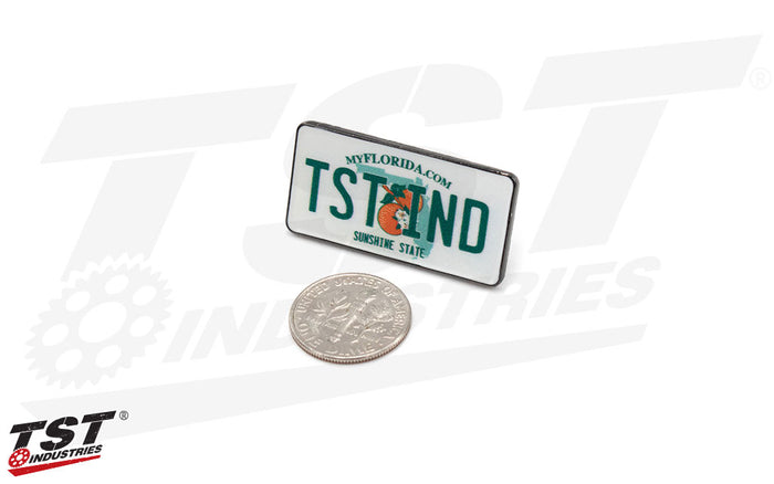 1⅜" wide by ⅝" tall - Dime not included.