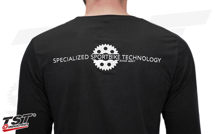 Back graphic features our slogan.