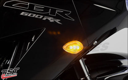 Bright LEDs illuminate in the center of the flushmount for turn signal functionality.