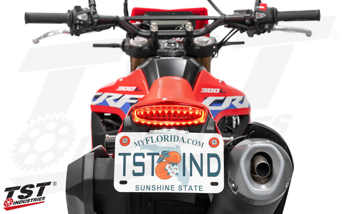 Perimeter running lit creates a modern look on the tail of your Honda CRF300L.