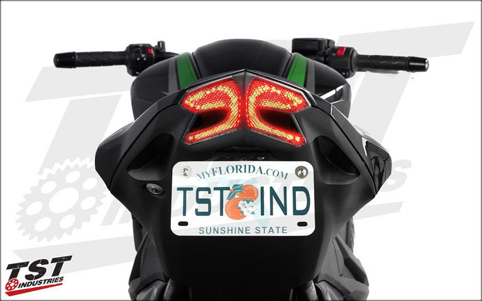 Kawasaki Z800 brake light engaged.