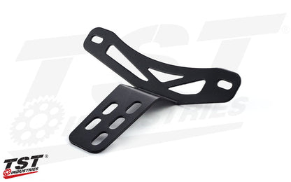 Laser cut steel bracket with black powder coat finish.