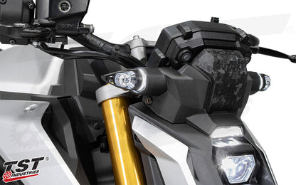 TST MECH-EVO LED Turn Signals feature a built-in hyper white running light.